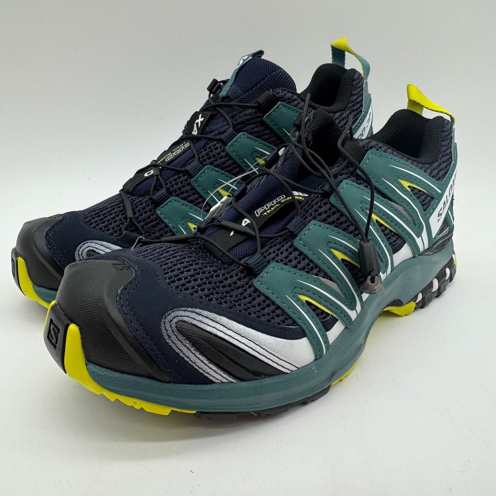 Salomon XA Pro 3D Mens US 7 Navy Green Quicklace Trail Running Hiking Sneakers